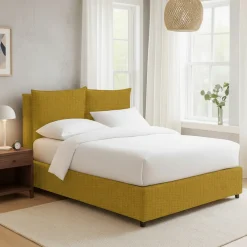 Letto Matrimoniale Giallo Ocra Sfoderabile Contenitore, Dimensione Materasso 160x190 cm - Riesi