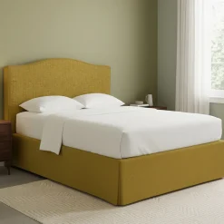Letto Matrimoniale Giallo Ocra Sfoderabile Contenitore, Dimensione Materasso 160x190 cm - Turania