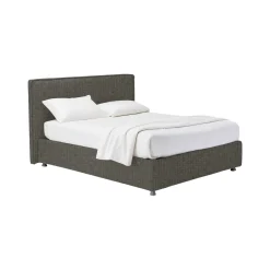 Letto Matrimoniale Grigio Antracite Sfoderabile Contenitore, Dimensione Materasso 160x190 cm Made in Italy - Fasanella