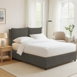 Letto Matrimoniale Grigio Antracite Sfoderabile Contenitore, Dimensione Materasso 160x190 cm Made in Italy - Riesi