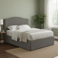 Letto Matrimoniale Grigio Antracite Sfoderabile Contenitore, Dimensione Materasso 160x190 cm Made in Italy - Turania
