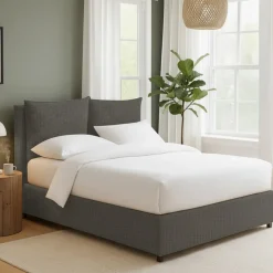 Letti Contenitore > Dmora Letto Matrimoniale Sfoderabile Contenitore, Dimensione Materasso 160x200 cm Made in Italy - Frinco Grigio Antracite