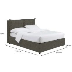 Letti Contenitore > Dmora Letto Matrimoniale Sfoderabile Contenitore, Dimensione Materasso 160x200 cm Made in Italy - Frinco Grigio Antracite