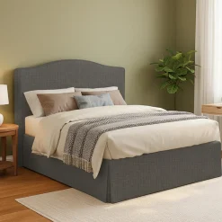 Letto Matrimoniale Grigio Antracite Sfoderabile Contenitore, Dimensione Materasso 160x200 cm Made in Italy - Orgiano