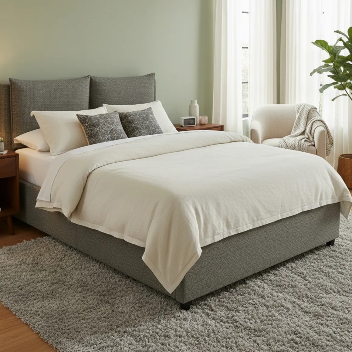 Letto Matrimoniale Grigio Cenere Sfoderabile Contenitore, Dimensione Materasso 160x190 cm - Riesi