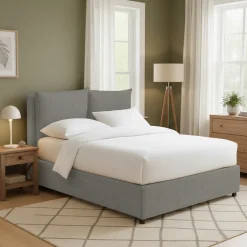Letto Matrimoniale Grigio Cenere Sfoderabile Contenitore, Dimensione Materasso 160x200 cm - Davoli