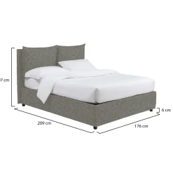 Letto Matrimoniale Grigio Cenere Sfoderabile Contenitore, Dimensione Materasso 160x200 cm - Davoli
