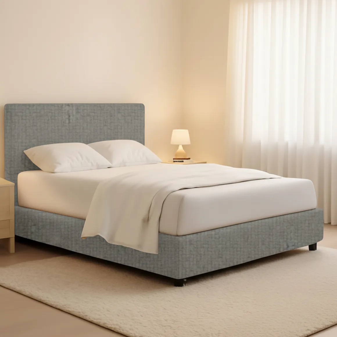 Letto Matrimoniale Grigio Cenere Sfoderabile Contenitore, Dimensione Materasso 160x200 cm - Lenta