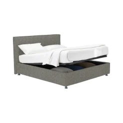 Letto Matrimoniale Grigio Cenere Sfoderabile Contenitore, Dimensione Materasso 160x200 cm - Lenta