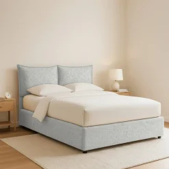 Letti Matrimoniali|Letti Contenitore > Dmora Letto Matrimoniale Sfoderabile Contenitore, Dimensione Materasso 160x190 cm - Colere Grigio Chiaro