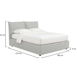 Letti Matrimoniali|Letti Contenitore > Dmora Letto Matrimoniale Sfoderabile Contenitore, Dimensione Materasso 160x190 cm - Colere Grigio Chiaro