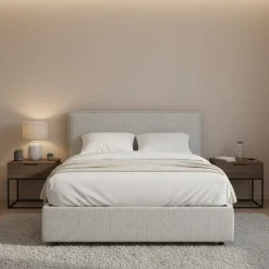 Letti Matrimoniali|Letti Contenitore > Dmora Letto Matrimoniale Sfoderabile Contenitore, Dimensione Materasso 160x190 cm - Issime Grigio Chiaro