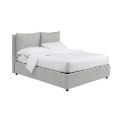 Letto Matrimoniale Grigio Chiaro Sfoderabile Contenitore, Dimensione Materasso 160x190 cm - Riesi