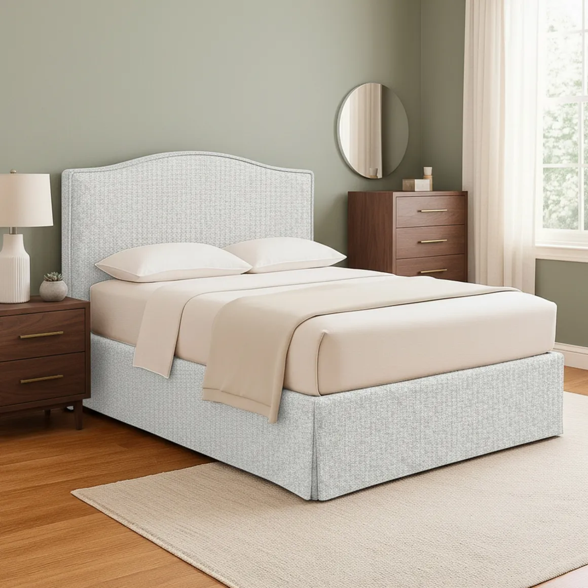 Letto Matrimoniale Grigio Chiaro Sfoderabile Contenitore, Dimensione Materasso 160x190 cm - Turania