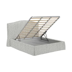 Letto Matrimoniale Grigio Chiaro Sfoderabile Contenitore, Dimensione Materasso 160x190 cm - Turania