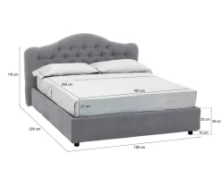 Letti Matrimoniali|Letti Contenitore > Dmora Letto Matrimoniale Materasso Incluso Sfoderabile, Contenitore Made in Italy - Alfer Grigio