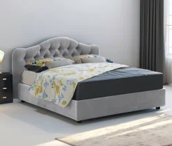 Letto Matrimoniale Grigio Materasso Incluso Sfoderabile, Contenitore Made in Italy - Allik