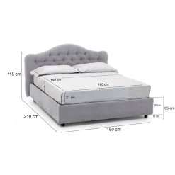 Letto Matrimoniale Grigio Materasso Incluso Sfoderabile, Contenitore Made in Italy - Allik