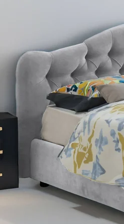 Letto Matrimoniale Grigio Materasso Incluso Sfoderabile, Contenitore Made in Italy - Allik