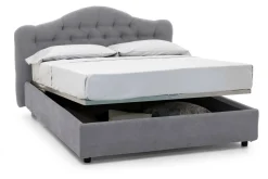 Letto Matrimoniale Grigio Materasso Incluso Sfoderabile, Contenitore Made in Italy - Allik