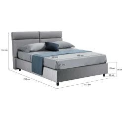 Letti Matrimoniali > Dmora Letto Matrimoniale Materasso Incluso Sfoderabile, Contenitore Made in Italy - Bedero Grigio