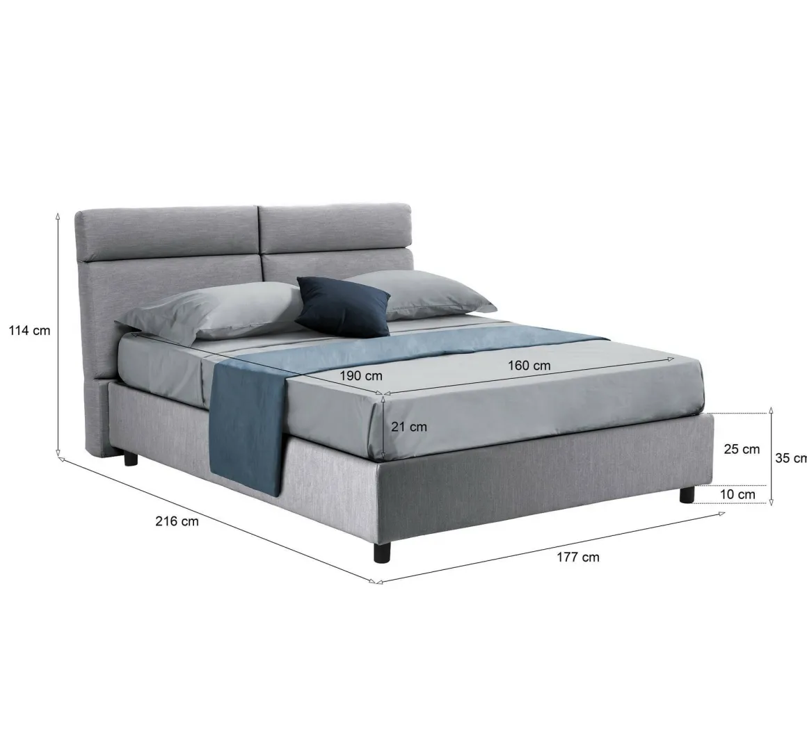 Letti Matrimoniali > Dmora Letto Matrimoniale Materasso Incluso Sfoderabile, Contenitore Made in Italy - Bedero Grigio