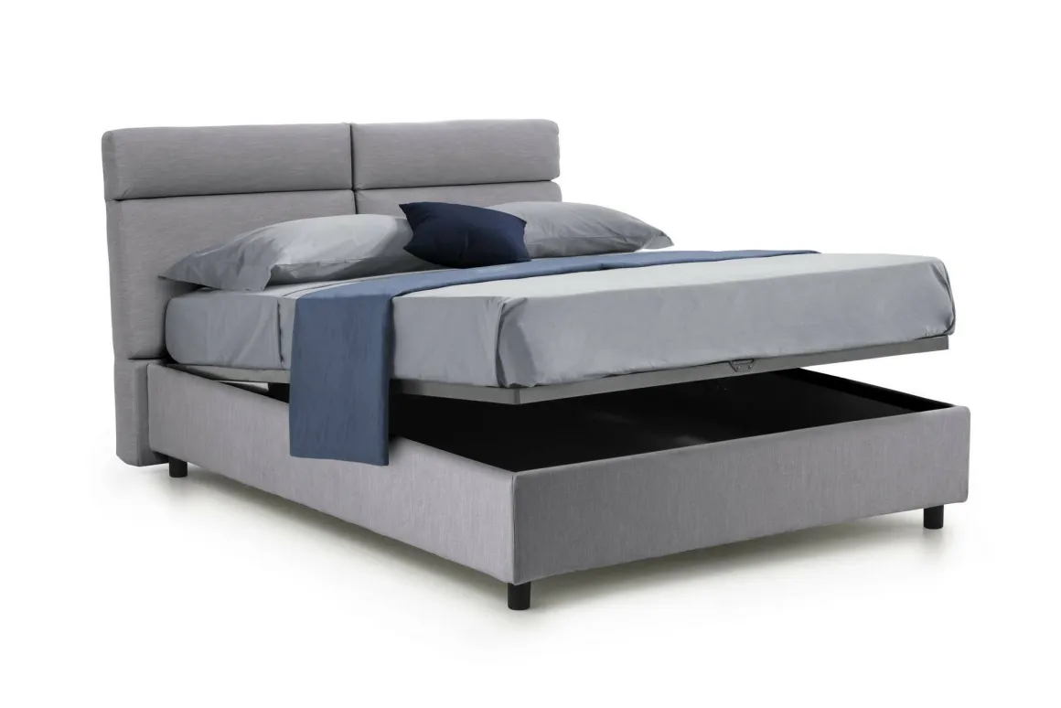 Letti Matrimoniali > Dmora Letto Matrimoniale Materasso Incluso Sfoderabile, Contenitore Made in Italy - Bedero Grigio