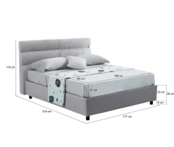 Letti Contenitore > Dmora Letto Matrimoniale Materasso Incluso Sfoderabile, Contenitore Made in Italy - Brunate Grigio