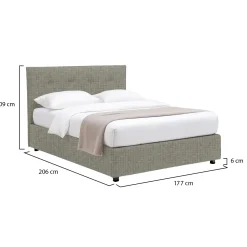Letto Matrimoniale Grigio Sabbia Sfoderabile Contenitore, Dimensione Materasso 160x190 cm Made in Italy - Colere