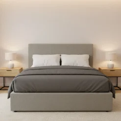 Letto Matrimoniale Grigio Sabbia Sfoderabile Contenitore, Dimensione Materasso 160x190 cm Made in Italy - Lioni