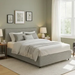 Letto Matrimoniale Grigio Sabbia Sfoderabile Contenitore, Dimensione Materasso 160x190 cm Made in Italy - Soliera