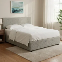 Letto Matrimoniale Grigio Sabbia Sfoderabile Contenitore, Dimensione Materasso 160x200 cm Made in Italy - Frinco