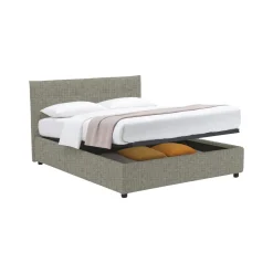 Letto Matrimoniale Grigio Sabbia Sfoderabile Contenitore, Dimensione Materasso 160x200 cm Made in Italy - Melilli
