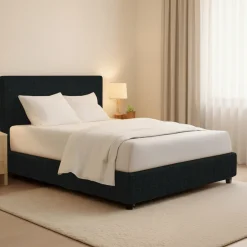 Letto Matrimoniale Grigio Scuro Sfoderabile Contenitore, Dimensione Materasso 160x190 cm - Fasanella