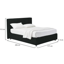 Letto Matrimoniale Grigio Scuro Sfoderabile Contenitore, Dimensione Materasso 160x190 cm - Fasanella