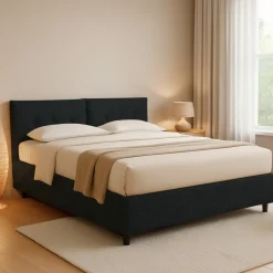 Letto Matrimoniale Grigio Scuro Sfoderabile Contenitore, Dimensione Materasso 160x190 cm - Levice