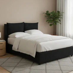 Letto Matrimoniale Grigio Scuro Sfoderabile Contenitore, Dimensione Materasso 160x190 cm - Riesi