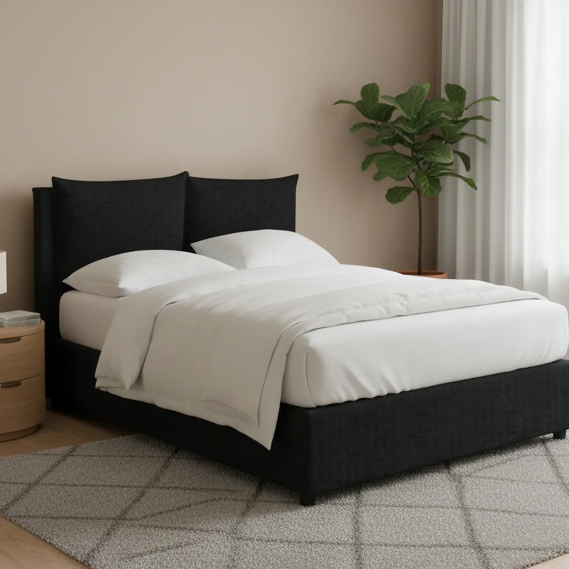 Letto Matrimoniale Grigio Scuro Sfoderabile Contenitore, Dimensione Materasso 160x190 cm - Riesi