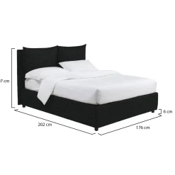 Letto Matrimoniale Grigio Scuro Sfoderabile Contenitore, Dimensione Materasso 160x190 cm - Riesi