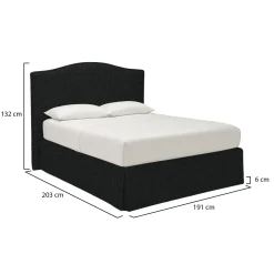 Letto Matrimoniale Grigio Scuro Sfoderabile Contenitore, Dimensione Materasso 160x190 cm - Turania