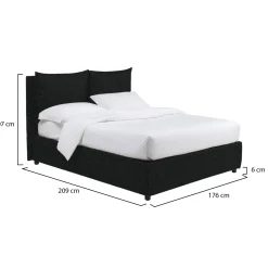 Letto Matrimoniale Grigio Scuro Sfoderabile Contenitore, Dimensione Materasso 160x200 cm - Davoli