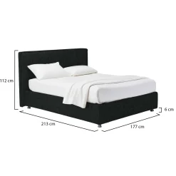 Letto Matrimoniale Grigio Scuro Sfoderabile Contenitore, Dimensione Materasso 160x200 cm - Lenta