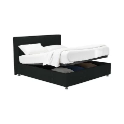 Letto Matrimoniale Grigio Scuro Sfoderabile Contenitore, Dimensione Materasso 160x200 cm - Lenta