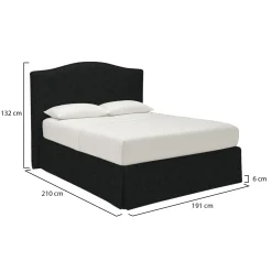 Letto Matrimoniale Grigio Scuro Sfoderabile Contenitore, Dimensione Materasso 160x200 cm - Orgiano