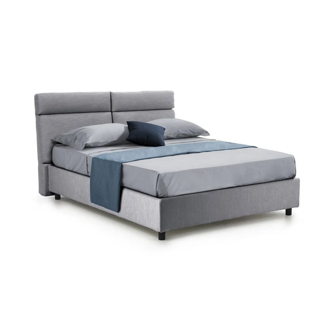 Letto Matrimoniale Grigio Sfoderabile Contenitore, Dimensione Materasso 160x190 cm Made in Italy - Alcatron