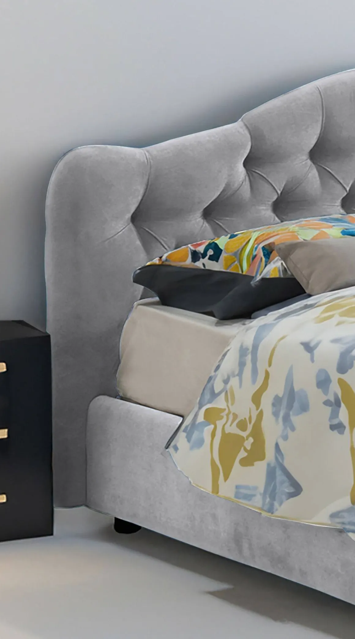 Letto Matrimoniale Grigio Sfoderabile Contenitore, Dimensione Materasso 160x200 cm Made in Italy - Aly