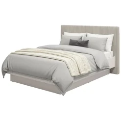 Letti Matrimoniali > Dmora Letto Matrimoniale Testiera Imbottita Effetto Velluto Imbottito, Dimensione Materasso 180x200 cm - Ragogna Grigio Tortora