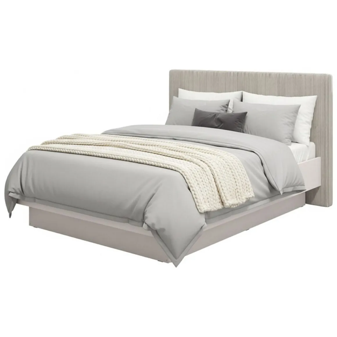 Letto Matrimoniale Grigio Tortora Testiera Imbottita Effetto Velluto Dimensione Materasso 160x200 cm, Peso Supportato 200 kg - Caprezzo