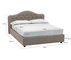 Letto Matrimoniale Grigio Tortora Materasso Incluso Sfoderabile, Contenitore Made in Italy - Alfer