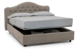 Letto Matrimoniale Grigio Tortora Materasso Incluso Sfoderabile, Contenitore Made in Italy - Alfer